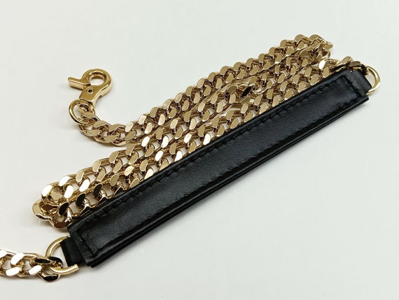 Thin Purse Chain Woven Leather Adjustable - Replacement Strap for Shoulder Crossbody Bag, 51 inchs Long(Brass)