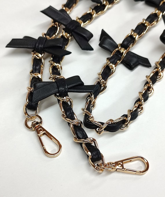 Top Quality Genuine Leather BOW Strap, Ribbons Chain Strap, Replacement Strap, Select Length, All Colours for Leather & Chain Available
