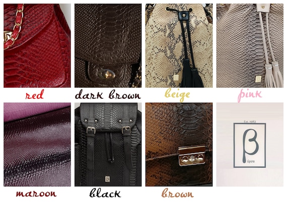 Black Snake Skin Style Leather Backpack Black Calfskin Women 