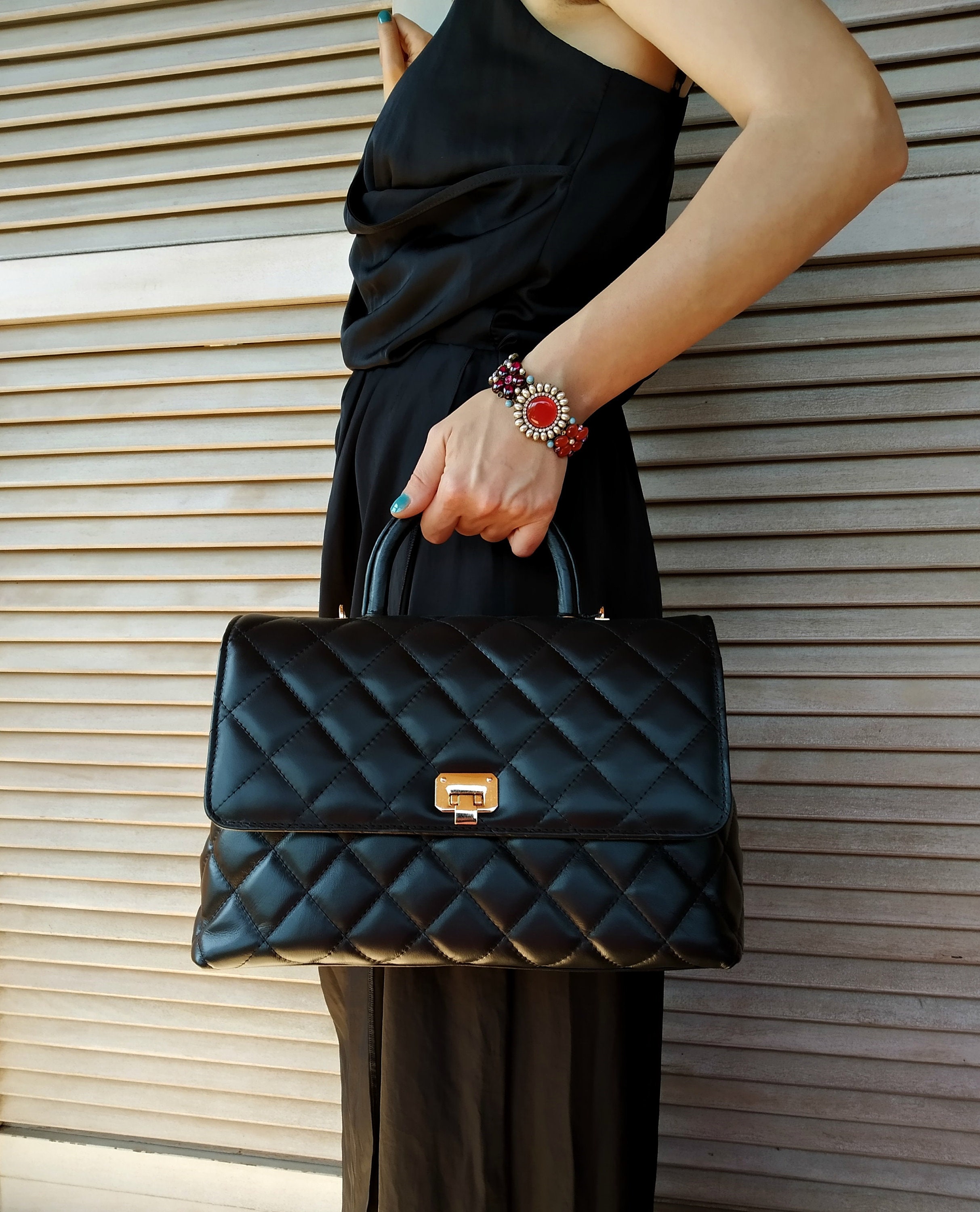 Chanel Black Quilted Soft Patent Shoulder Bag by Ann's Fabulous Finds