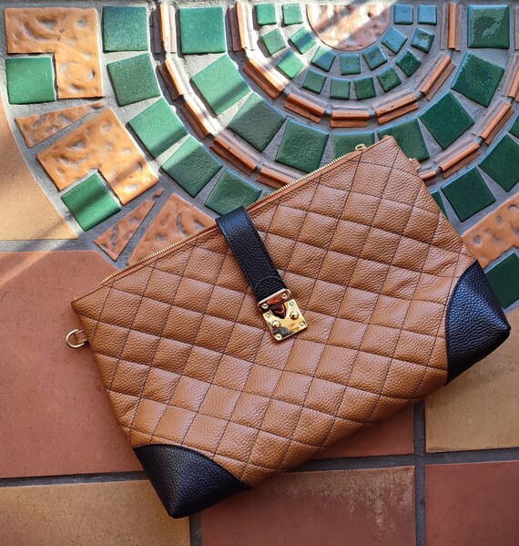 Diamonds Caviar Leather Purse Genuine Grained Leather Handbag Quilted Large Envelope Bag Handmade Shoulder Bag Product Made in Greece Etsy