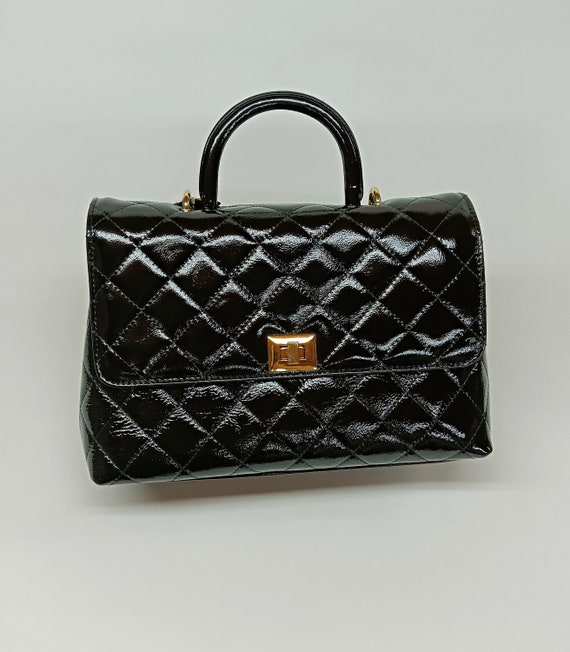 Chanel Patent Reissue Black Shoulder Bag - Vintage Lux