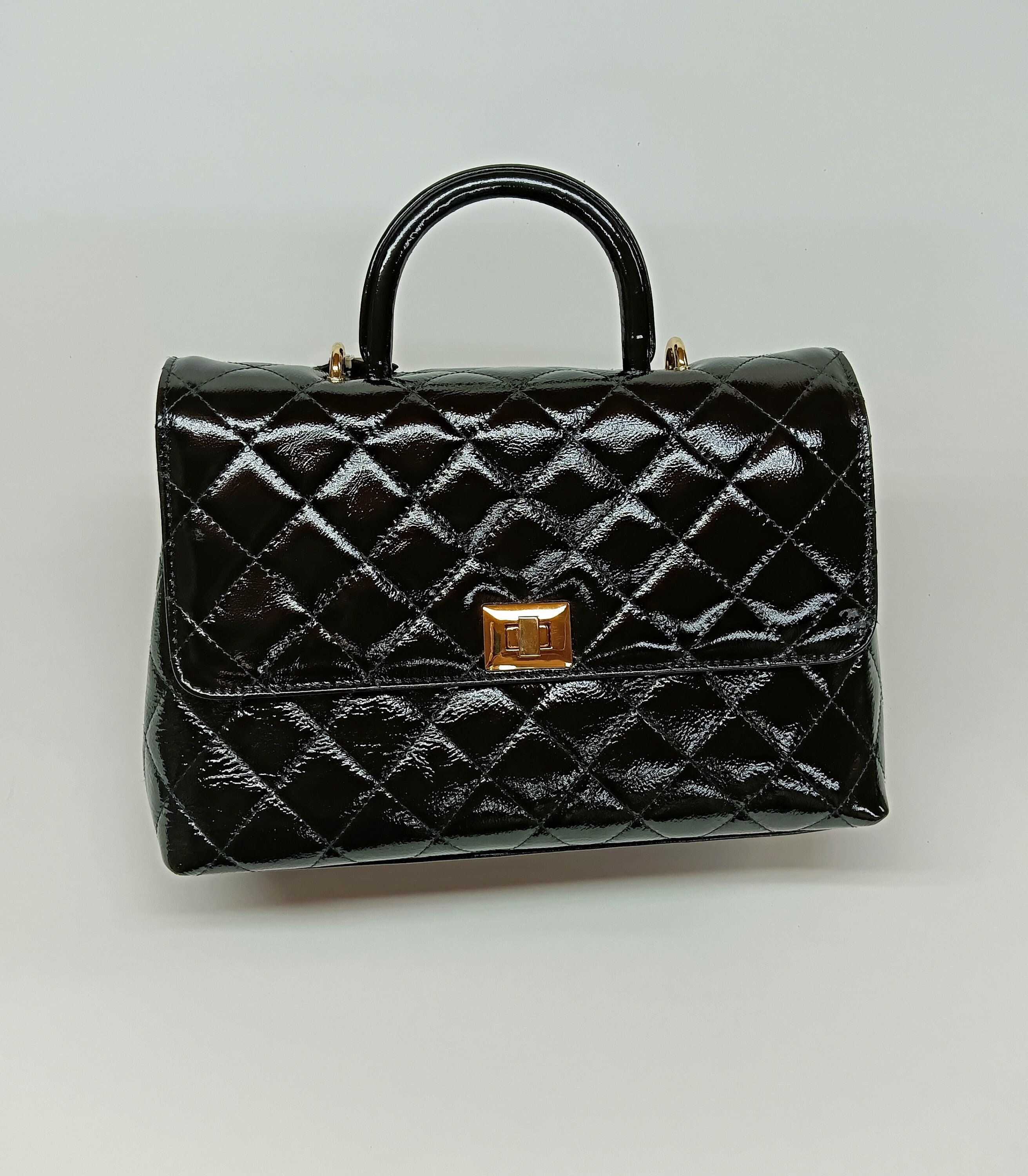 Genuine Patent Leather Max Flap Bag Quilted Elegant Large -  Israel