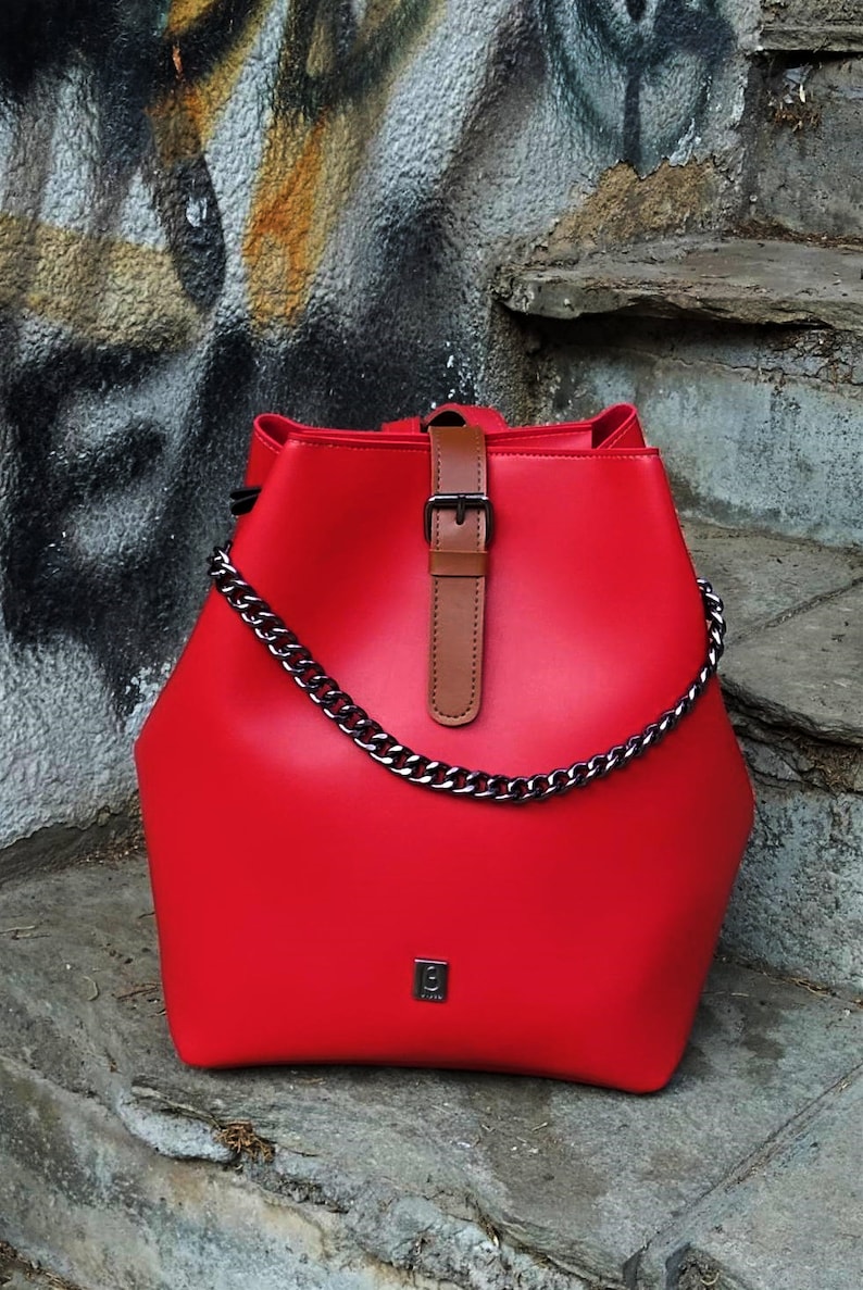 Double Colour Convertible Backpack L Backpack Greek Bag PU Leather Bag Women Bag Silver /& Black Bag Chain Handle Elegant Shoulder Bag