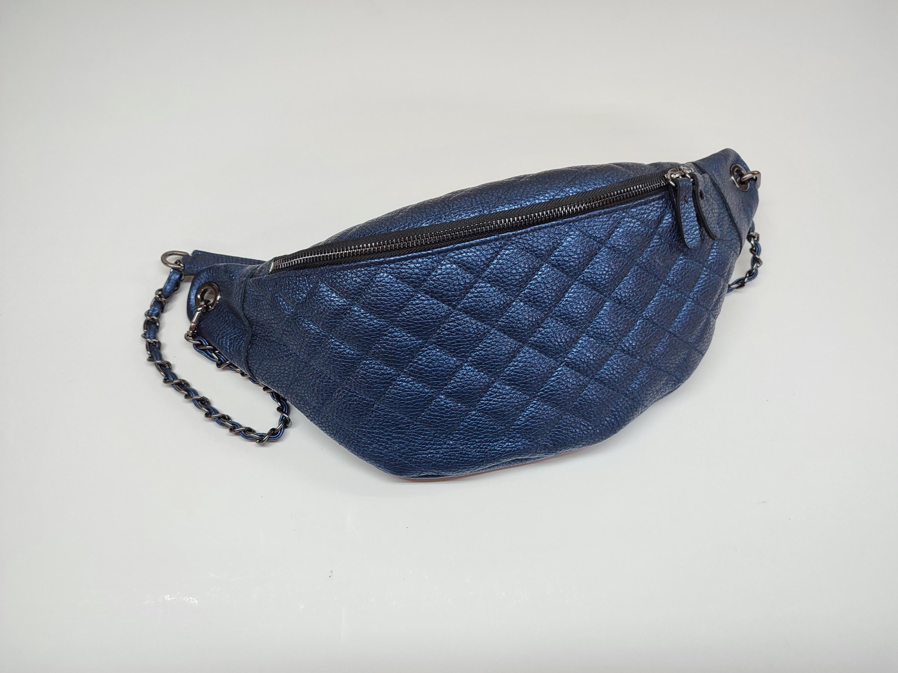 Diamond Leather Belt Bag, Genuine Leather Large Purse, Quilted