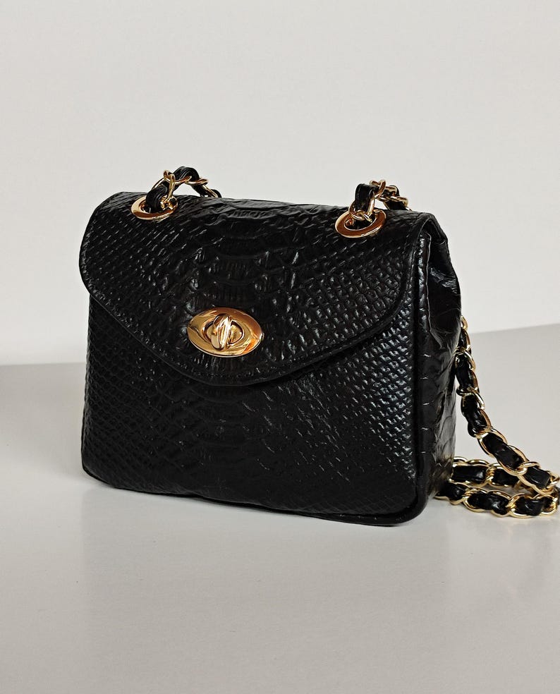 Genuine Leather Diamond Bag, Small Snake Crossbody Bag, Genuine Leather Flap Bag, Convertible Shoulder Bag, Handmade Greek Purse Black Snake Skin