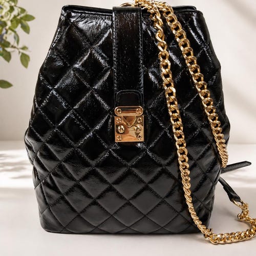 black and gold leather backpack PEBBLE MINI Designed for women who need a bag that can keep up with real lifecommuting Gala / Leather Backpack