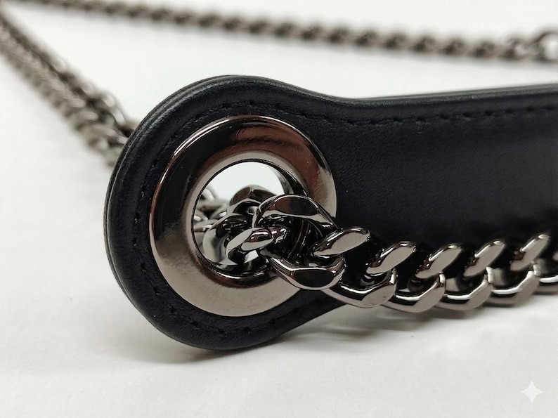 Luxuriöses Echtlederband, Ersatzband, Länge auswählen, Alle Farben für Leder & Kette verfügbar, handgefertigtes griechisches Produkt Black & B. Nickel
