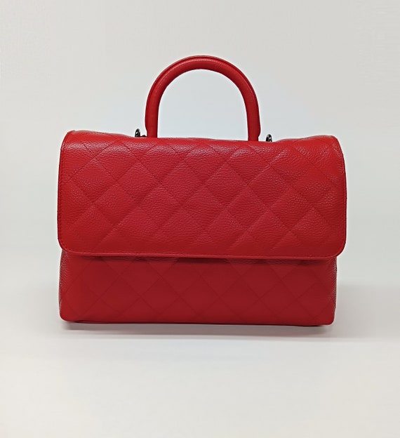 Classic Style Genuine Leather Flap Bag Quilted Elegant Large -  Sweden
