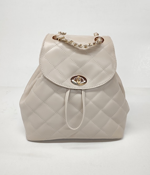 Classic Style Genuine Leather Backpack Quilted Elegant Medium Nude Bag Minimalist Bag Convertible Backpack Eternal Fashion Backpack Etsy Canada