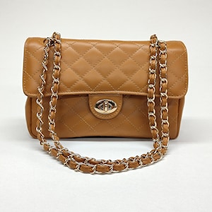 Classic Style Genuine Leather Shoulder Bag, Capitone Elegant Handbag ...