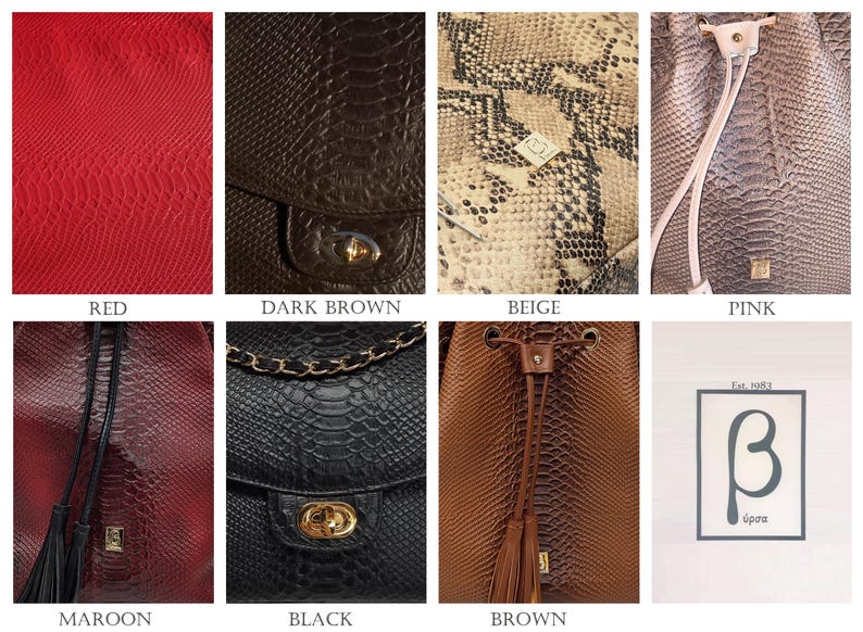 Genuine Leather Diamond Bag, Small Snake Crossbody Bag, Genuine Leather Flap Bag, Convertible Shoulder Bag, Handmade Greek Purse image 10