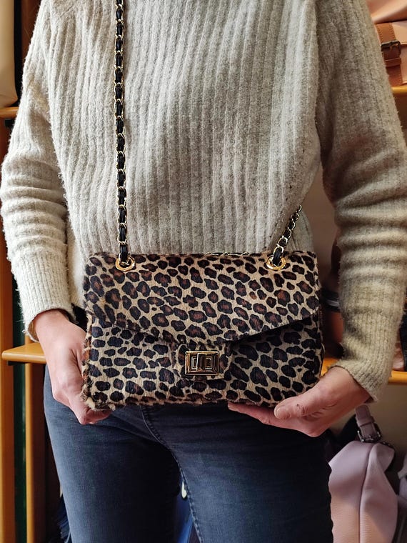 Genuine Leather Leo Flap Bag, Excellent Quality Cowhide Purse, Medium Size Shoulder Bag, Double Strap Crossbody Bag, Handmade Greek Product