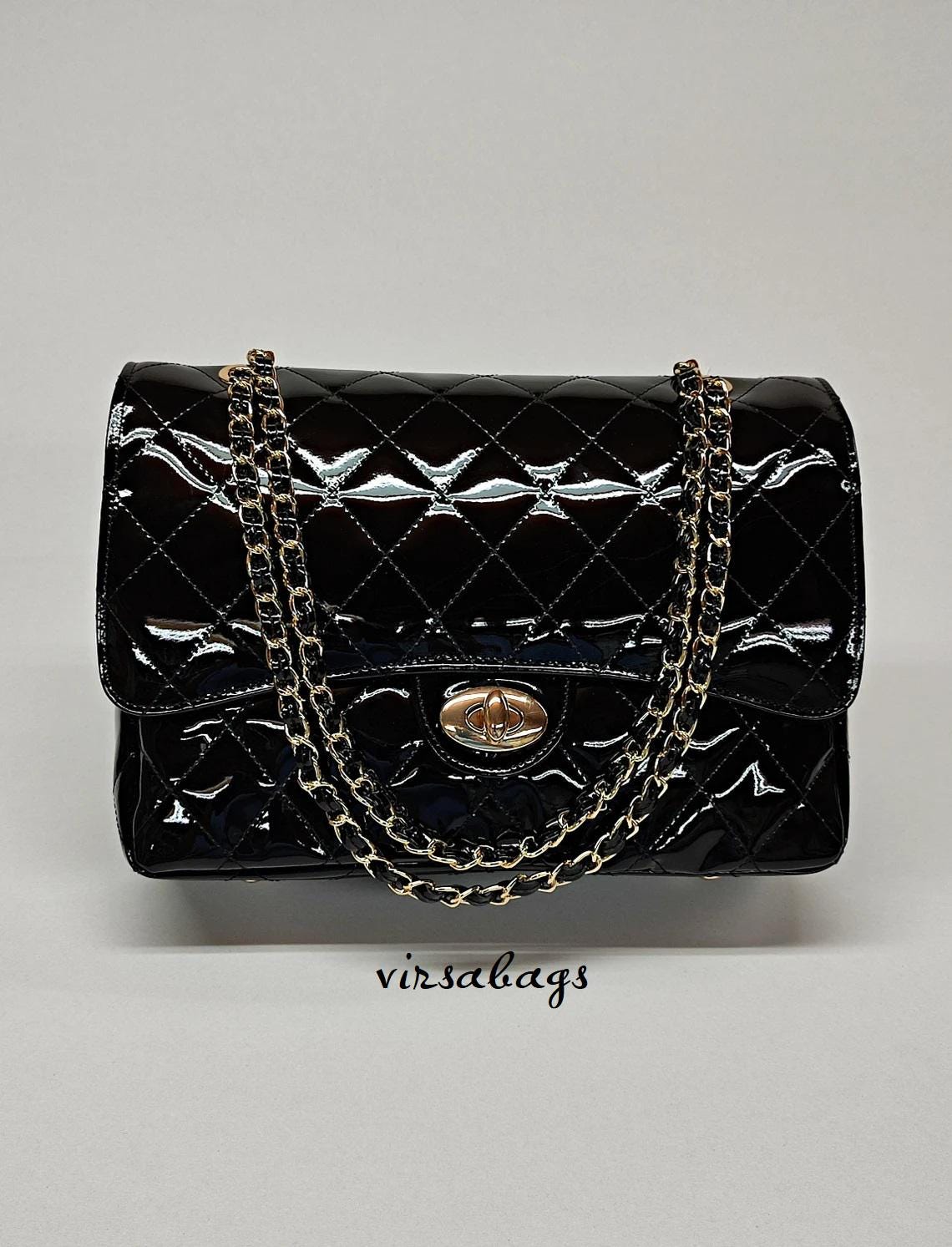 XL DIAMONDS Genuine Patent Leather Shoulder Bag, Classic Style