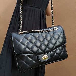 DIAMONDS ARE ETERNAL Alternative Max Genuine Leather Shoulder Bag, Leather Lining Double Flap Bag, Convertible Elegant Women Crossbody Bag image 9
