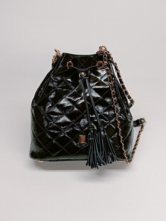 ETERNAL DIAMONDS Genuine Grained Leather Shoulder Bag, Elegant Quilted  Large Bag, Convertible Crossbody Bag for Women, Handmade Greek Bag