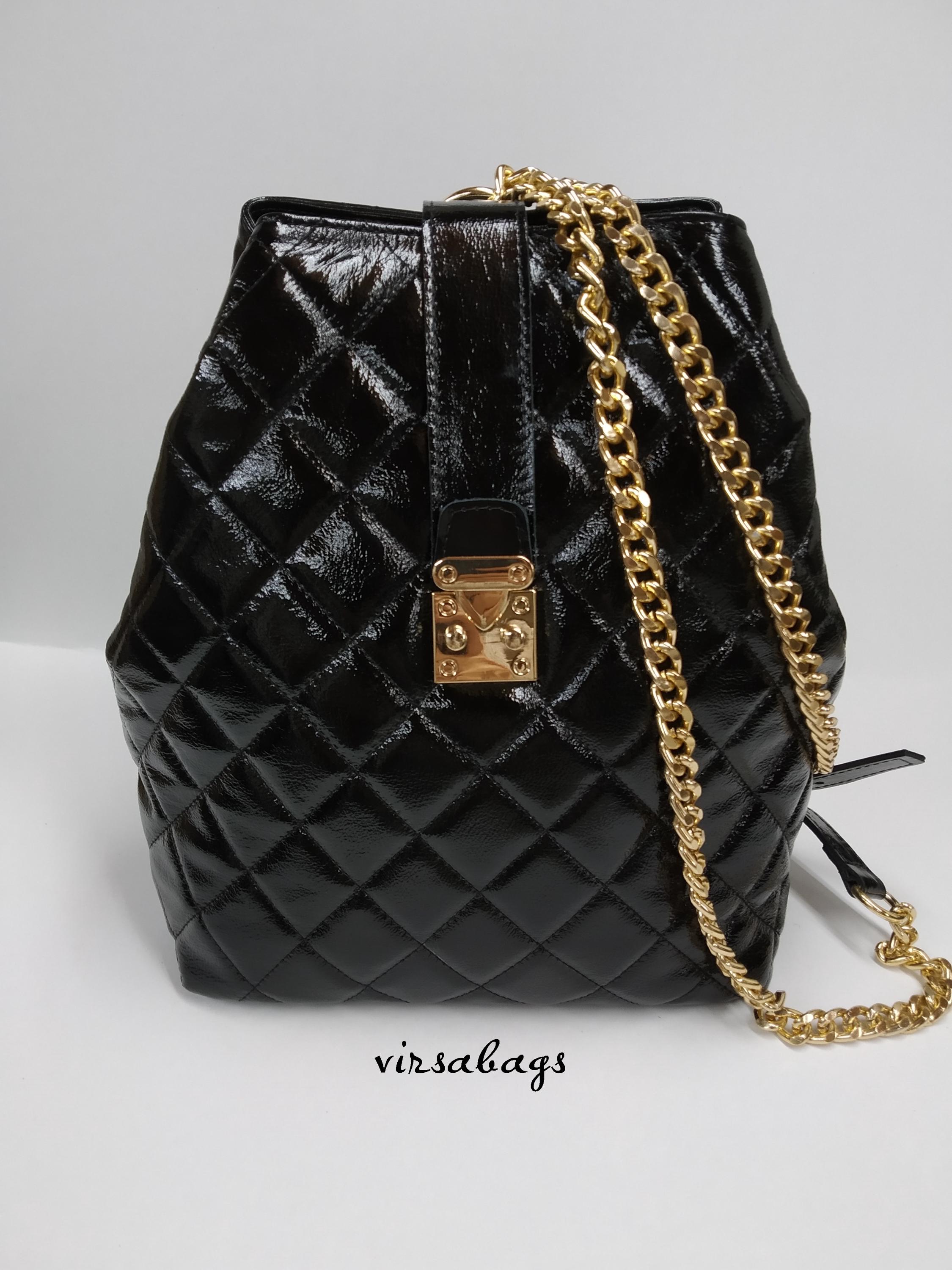Leather Quilted Backpack Chain Backpack - Etsy