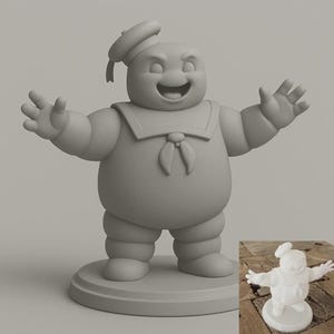 Stay Puft Marshmallow Man Statue – 3D Printed Ghostbusters Inspired Figurine, Movie Collectible, Geek Gift, Retro Pop Culture Home Décor