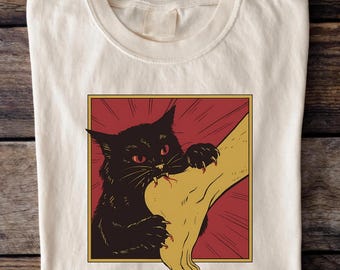 Vintage Cat Bite T-Shirt, Japanese Horror Anime Graphic Tee