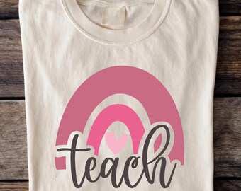 Camiseta retro arcoíris para enseñar: camiseta con colores cómodos que agradece a los maestros