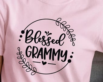 Blessed Grammy T-Shirt, Flower Circle Design, Grandma Gift
