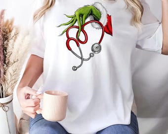 Cardiac Nurse Christmas Sweatshirt: Grinch Heart Stethoscope, Funny Holiday Shirt
