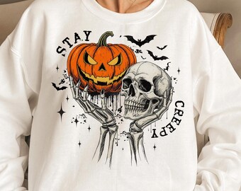 Creepy Skeleton Hands Halloween Sweatshirt: Spooky Skull Tee