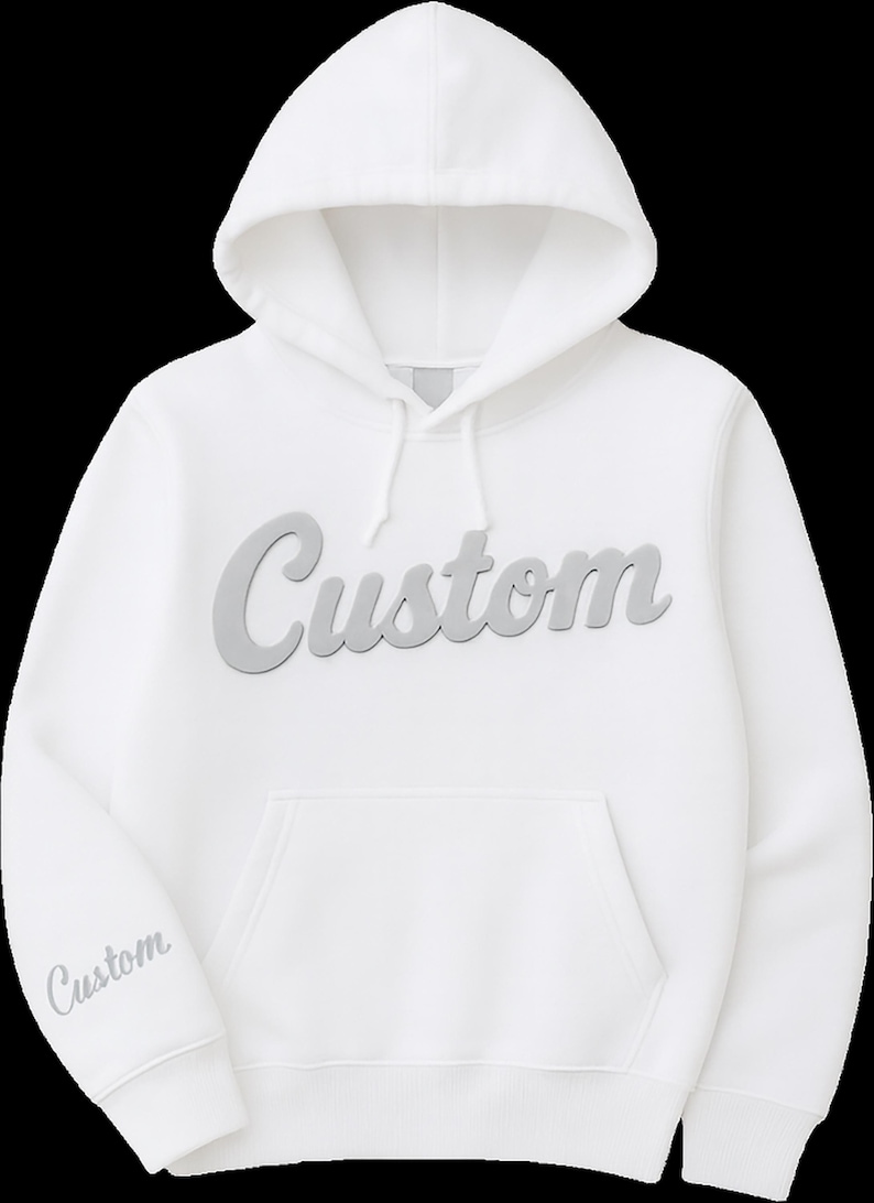 Custom 3D Puff Print Hoodie, Personalized Text Sweatshirt image 10