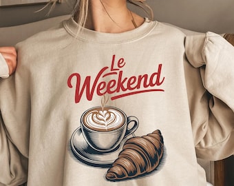 Le Weekend T-Shirt: Coffee & Croissant - French Retro Graphic Tee