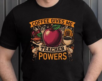 Camiseta "El café me da poderes de maestro": camiseta gráfica retro