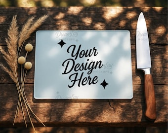 Mockup glazen snijplank: 11 x 7,75 PSD-sjabloon met slim object