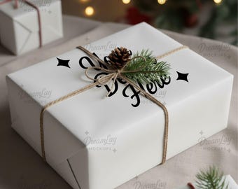 Weihnachtsgeschenkverpackung Mockup - 12x8 ”bearbeitbare PSD & JPG Geschenkboxvorlage