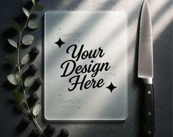Mockup voor glazen snijplank – PSD-sjabloon van 7,75 x 11 inch