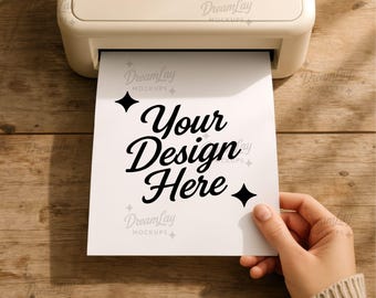 A4 Printer Page Mockup – White Desk Printer, 8.5x11” PSD & JPG