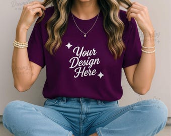 Mauve Bella Canvas 3001 T-Shirt Mockup – Unisex Lifestyle JPG PSD