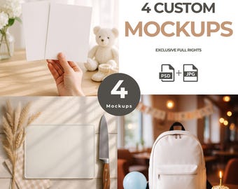 4 Custom Mockup – PSD + JPG with Full Rights, Personalized Product Template