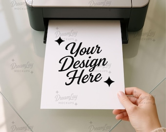 Printer Mockup – Vertical Letter Size Printable Poster PSD with Smart Object 8.5x11"
