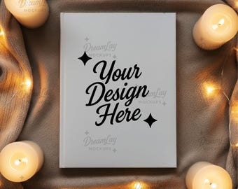 Hardcover Book Mockup – 8.5x11” Boho Minimalist Notebook PSD Template