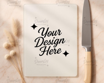 Mockup glazen snijplank: sjabloon 7,75 x 11, PSD en JPG