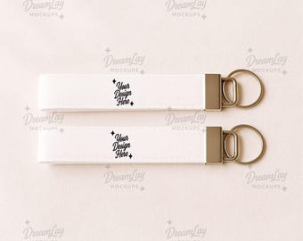 Mockup sleutelhanger met wit polsbandje – 1 x 6 PSD- en JPG-sjabloon