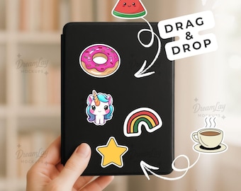 Black Kindle Case Mockup – Sticker & E-Reader Template