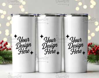 20oz Christmas Tumbler Mockup – Laser Engraved PSD Template