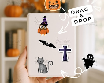 Halloween Sticker Mockup – Kindle Case Decal Template (JPEG)
