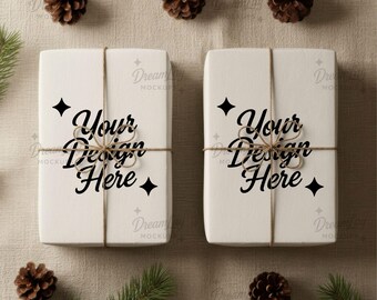 Weihnachtsgeschenkbox Mockup – Geschenkpapier 12x8 PSD & JPG