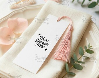 Bookmark Mockup with Tassel – 2x6 PSD Template