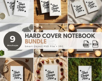 Hardcover Notebook Mockup Bundle – 9 PSD & JPG Templates