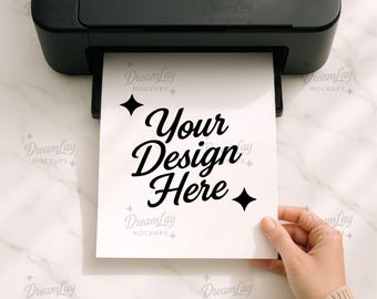 Home Printer Mockup – A4 8.5x11” Paper, PSD & JPG