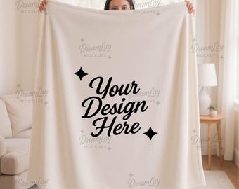 Sherpa Blanket Mockup – Cozy 30x40 Throw with Smart Object