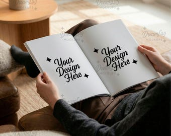 Magazine Mockup Template – A4 Open Book, Editable PSD & JPG