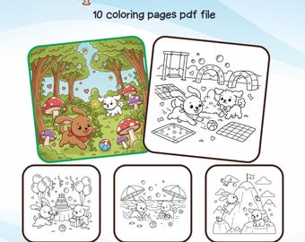 10 niedliche Welpen-Malvorlagen im Kawaii-Stil für Kinder und Erwachsene | Hunde-Malbuch als druckbare PDF-Datei | Digitaler Download – Entspannungsaktivität